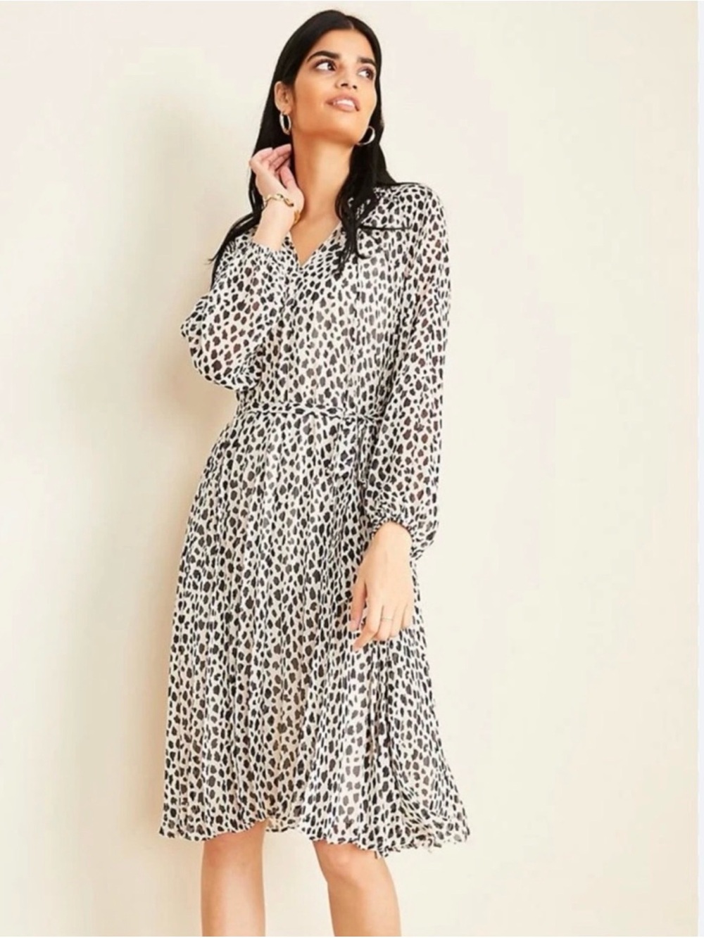 Ann Taylor Cheetah Print Pleated Skirt Dress $217